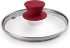 Cuisinel Glass Lid with Steam Vent Hole - 6"-Inch/15.24cm - Compatible with Lodge Cast Iron Skillet Pan - Fully Assembled Universal Replacement Cover - Tempered, Oven Safe - Reinforced Stainless Rim