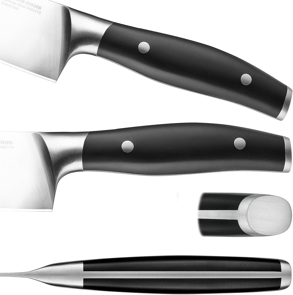 Arcelor 14 Piece Exclusive German Steel Non-Slip Handles Knife Set with Solid Wood Block …