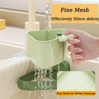 Suction Cup Sink Corner Rack, 2025 New Upgraded Sink Strainer Basket, Automatic Dumping Sink Strainer Basket, Triangular Sinks Basket Shelf with Suction Cup Sucker (Green)