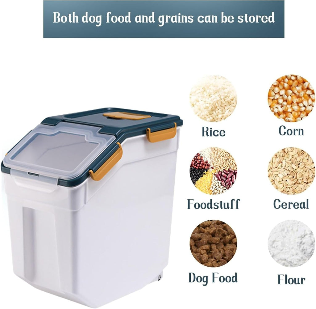 Airtight Flour Storage Container Bin 50lbs (2 Pack) - BPA Free Rice & Food Dispenser with Locking Lid, Measuring Cup & Scoop - Kitchen Pantry Organizer for Cereal, Grain, Pet Food (Blue)