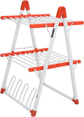 Electric Heated Clothes Drying Rack,Foldable Heated Garment Dryer with Timer Shut-Off Laundry Rack for Clothes Shoes Socks,Aluminum Alloy,Red,Plug & Play,(39.37x25.98x23.82in)
