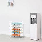 Water Bottle Organizer 5 Tier FreeStanding Water Bottle Storage Rack Metal Beverage Can Dispenser for Pantry, Kitchen Cabinet Countertop, Black