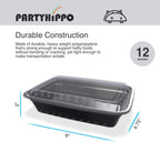 PARTYHIPPO Small Meal Prep Containers Single Lids, 12 OZ 12-pack, Food Storage Bento BPA Free | Stackable | Reusable Lunch Boxes, Microwave/Dishwasher, Freezer Safe,Portion Control