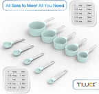 TILUCK Measuring Cups & Spoons Set, Stackable Cups and Spoons, Nesting Measure Cups with Stainless Steel Handle, Kitchen Gadgets for Cooking & Baking (Green)