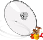 12 inch Tempered Glass Lid for Pots, Frying Pans and Skillets, Replacement Cover with Stainless Steel Knob Handle, Dishwasher Safe