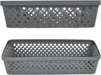 Glad Plastic Storage Basket Set - Multipurpose Drawer Trays, Kitchen Pantry Containers, and Bathroom Bins - 3 Pack Large Organizers, Grey