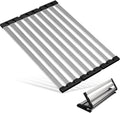 21.5" X 13" Dish Drying Rack, Over Sink Drying Rack, Kitchen Roll Up 304 Stainless Steel Drain Rack, Roll Up for Kitchen and RV Sinks, Black