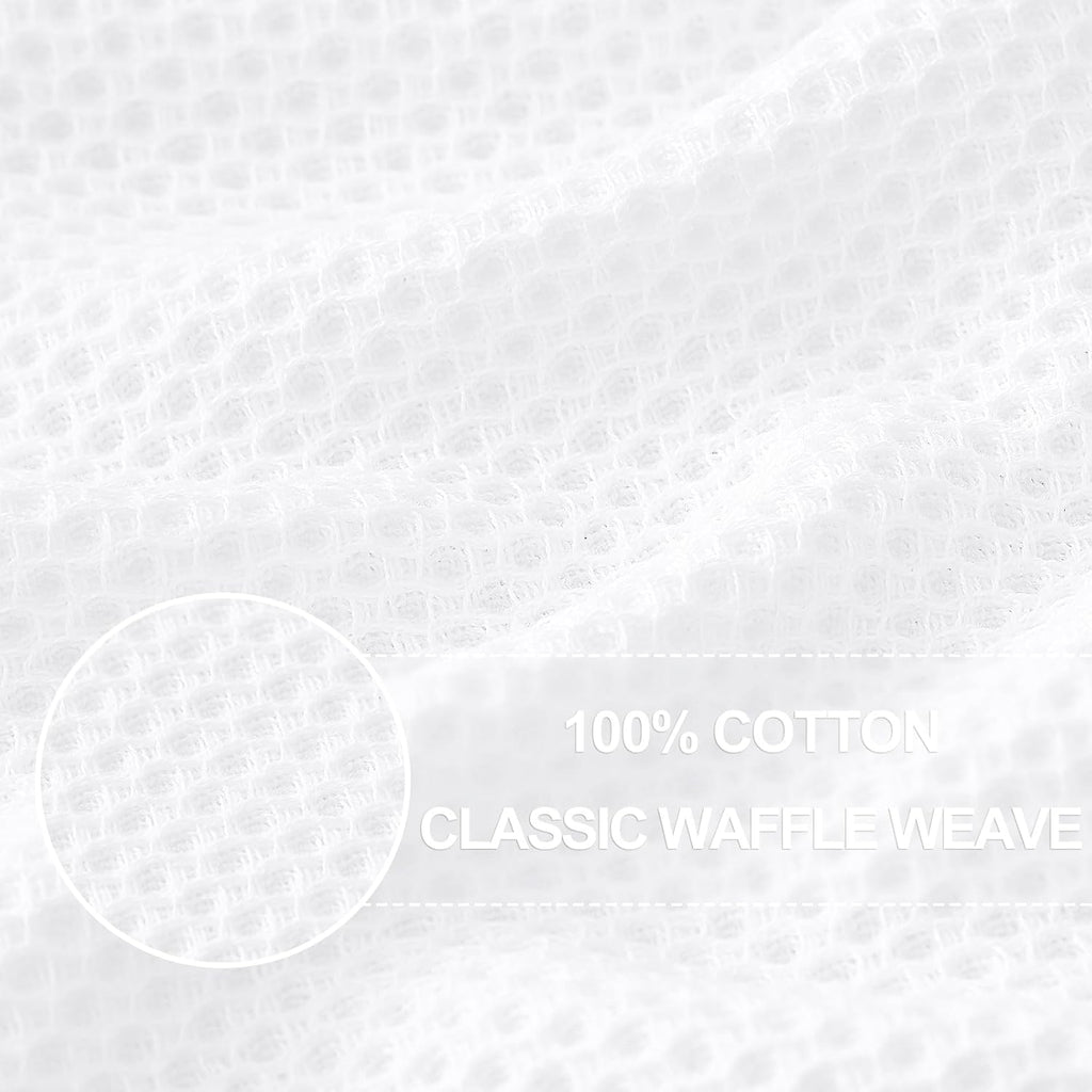 Homaxy 100% Cotton Waffle Weave Kitchen Dish Towels, Ultra Soft Absorbent Quick Drying Cleaning Towel, 13 x 28 Inches, 8-Pack, White