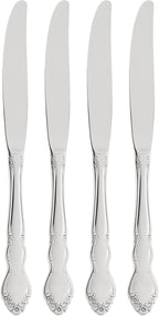 Oneida Dover Fine Flatware Dinner Knives, Set of 4 , 18/10 Stainless Steel, Silverware Set, Dishwasher Safe