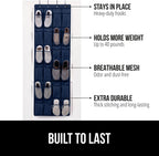 GORILLA GRIP Over the Door Shoe Organizer, 24 Large Breathable Mesh Pockets, Space Saving Hanging Storage Holder, Closet Rack Hanger Holds Up to 40 lbs, Hangs on Closets for Shoes, Accessories, Navy