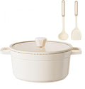 5QT Ceramic Nonstick Dutch Oven Pot with Glass Lid - Nonstick Induction StockPot with Lid Soup Ladle Spatula Healthy Cooking PFAS and PTFE Free