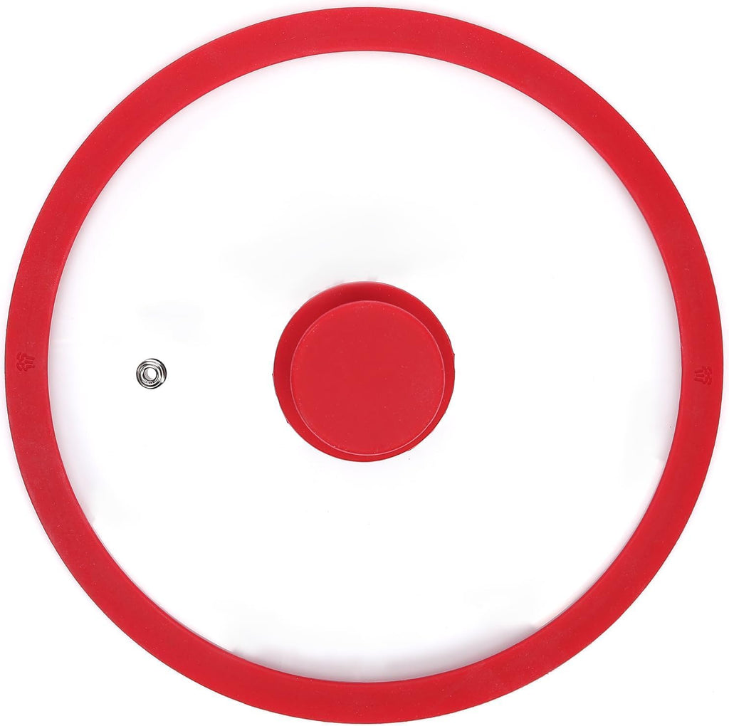 Silicon Glass Lid for Pot,Pan,Skillet Fits 8"(20CM) Cookware Silicon lid Dishwasher Safe, Replacement Lid Vented Tempered Glass with Heat Resistant Silicone Rim By HR Huare Technology, Red,1 Pack…