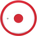 Silicon Glass Lid for Pot,Pan,Skillet Fits 8"(20CM) Cookware Silicon lid Dishwasher Safe, Replacement Lid Vented Tempered Glass with Heat Resistant Silicone Rim By HR Huare Technology, Red,1 Pack…