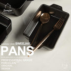 Sweejar Ceramic Bakeware Set, Rectangular Baking Dish for Oven Lasagna Pans for Cooking, Kitchen, Cake Dinner, Banquet and Daily Use, 11.8 x 7.8 x 2.76 Inches of Casserole Dishes (Black)