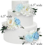 Rinlong 3Pcs Pre-made Baby Blue Cake Decorating Flowers Cake Toppers Cake Decorations Wedding Decor Birthday Bridal Shower Cake Topper