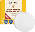 Katbite 12 Inch 200Pcs Parchment Paper Rounds, Round Baking Sheets Paper for Patty Separating, Freezing, Springform Cake Tin, Toaster Oven, Tortilla Press