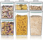 Ankou Airtight Food Storage Container Sets with Lids 6Pcs Pop Containers for Kitchen Pantry Organization BPA-Free Stackable Kitchen Storage Containers for Cereal Flour Sugar (0.5, 1.2, 1.8qt)*2