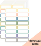 STARLIBOO Removable Labels, Removable Colored Labels Stickers, Self-Adhesive Rectangular Stickers Water/Oil/Tear Resistant for Food Containers/Classroom/Storage (8 Colors, 240 Labels)