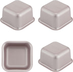 CHEFMADE Mini Brownie Cake Pan Set, 2.4-Inch 4Pcs Non-Stick Square Muffin Pan Blondie Bakeware for Oven and Instant Pot Baking (Champagne Gold)