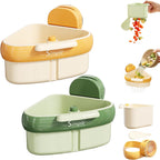 Suction Cup Sink Corner Rack, Triangular Suction Cup Corner Sink Caddy, Kitchen Sink Drain Strainer Basket for Kitchen Bathroom Dishware (Orange+Green)