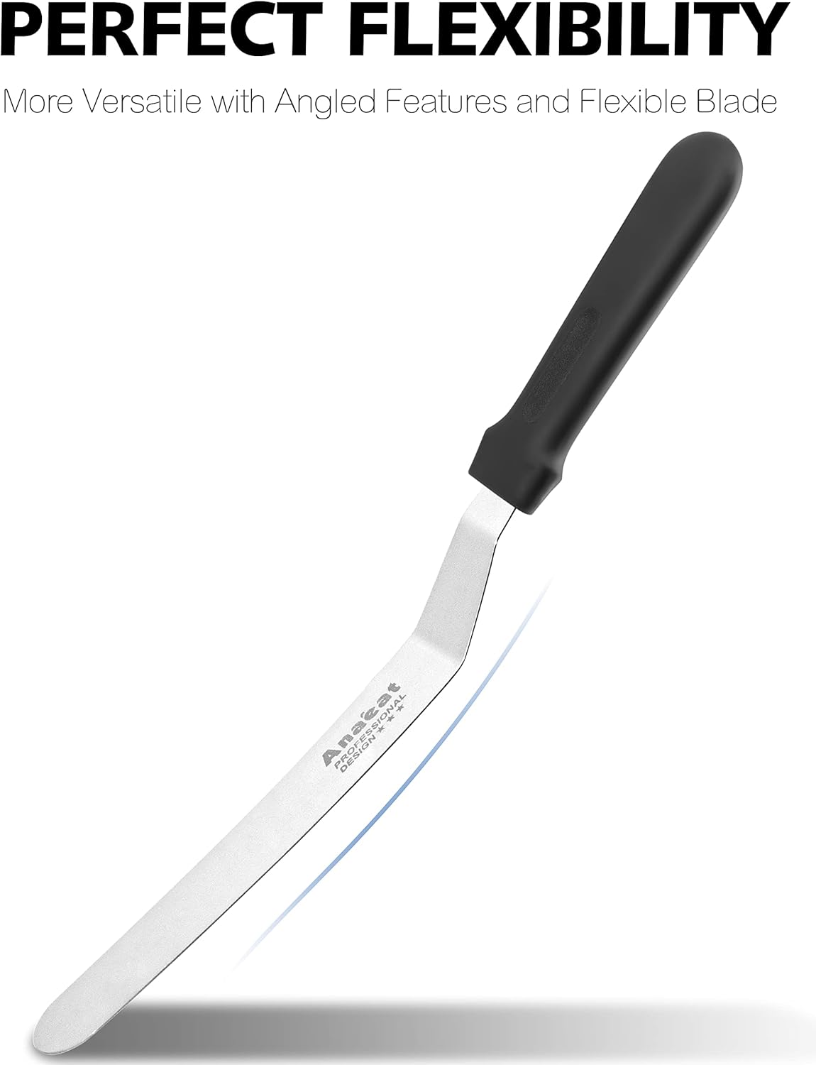 Anaeat Icing Spatulas, Set of 2 Professional Cake Angled Offset Spatula with 6", 8" Stainless Steel Blades - Thickened Frosting Knife with Durable Plastic Handle for Cake Decorating Pastry & Baking