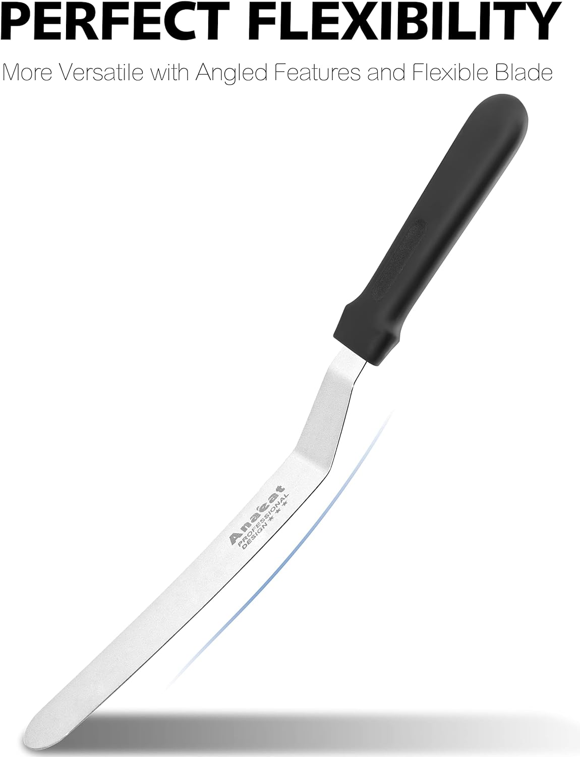 Anaeat Icing Spatula, 3 Pieces Professional Angled Offset Frosting Spatulas with 6", 8", 10" Stainless Steel Blades & 4 Pack Cake Smoother Scraper for Cake Decorating, Baking & Pastry (Set of 7)