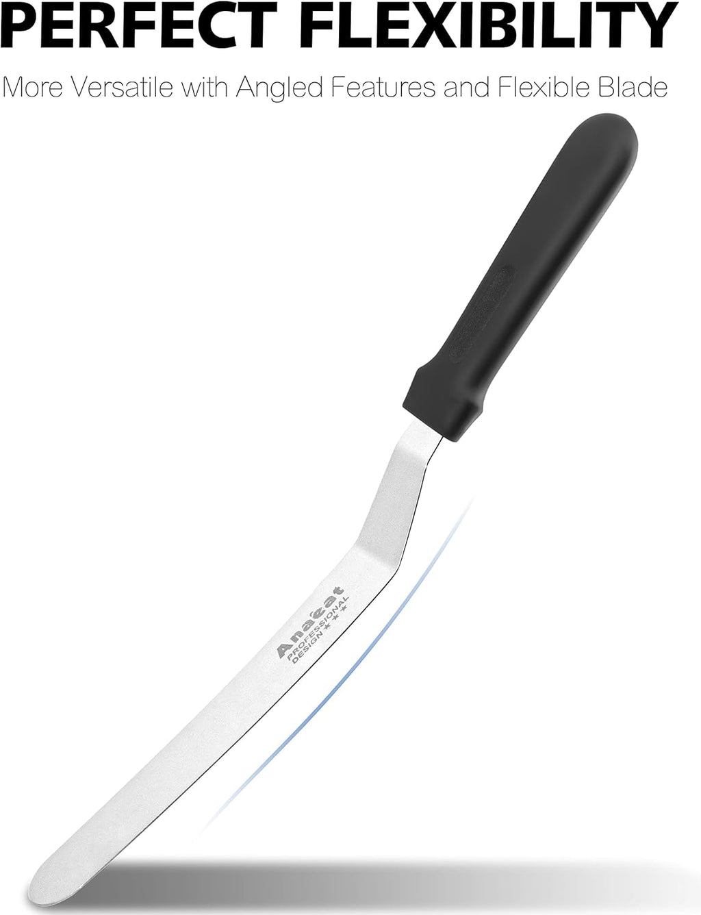 Anaeat Icing Spatula, Professional Cake Angled Offset Spatula with 10" Stainless Steel Blade - Thickened Frosting Knife with Durable Plastic Handle for Cake Decorating, Pastry & Baking