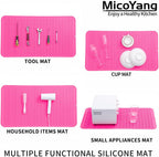 Silicone Dish Drying Mat for Multiple Usage,Easy clean,Eco-friendly,Heat-resistant Silicone Mat for Kitchen Counter or Sink,Refrigerator or Drawer Liner Rose 4XL 32 inches x 18 inches
