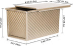 Beasea Pullman Loaf Pan With Lid, Non-Stick Carbon Steel Corrugated Bread Toast Box Mold With Cover Baking Tools - Gold