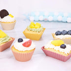 24Pack Silicone Muffin Cups, Reusable Cupcake Liners Molds for Baking, 3 Shapes Lunch Box Bento Dividers-Round, Square, and Rectangular (Orange Series, Regular Size)