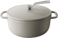 Vermicular Oven Pot 2.0 | Lightweight Enameled Cast Iron Pot | 22cm (3.7 Qt) | Non-Toxic | Induction-compatible | Dutch Oven | Made in Japan | Matte Linen Beige