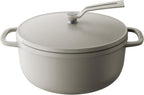 Vermicular Oven Pot 2.0 | Lightweight Enameled Cast Iron Pot | 22cm (3.7 Qt) | Non-Toxic | Induction-compatible | Dutch Oven | Made in Japan | Matte Linen Beige