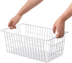SANNO Large Freezer Baskets Metal Storage Organizer Bin Basket Wire Storage Basket for Kitchen Pantry Bathroom Set of 3 Large Metal Farmhouse Food Fruit Produce Organizer Bins