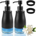 Soap Dispenser with Non-Slip Silicone Pad, 2 Pack Kitchen Dish Refillable Liquid Dispensers, Matte Black Hand Soap Dispenser for Bathroom, Stainless Steel Case Glass Liner Hand Pump Dispensers