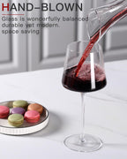 White Red Wine Glasses Set of 6 – 18oz Clear【Hand Blown】 Crystal Wine Glass – Tall Long Stem Modern Wine Glasses – Square Wine Glass with flat bottom – Unique gifts for Wedding,Brithday,anniversary