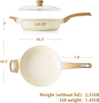 SENSARTE Ceramic Nonstick Frying Pan Skillet with Lid, 10.5 Inch Deep Frying Pan, 3.8 Qt Saute Pan, Induction Pan, Healthy Non Toxic Cooking Pan with Helper Handle, PFOA PFAS PTFE Free