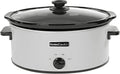 HOMECOOKIN 8 Quart Slow Cooker Oval Manual Pot Food Warmer with 3 Cooking Settings, White Stainless Steel