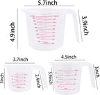 Unbreakable Plastic Measuring Cups 6 Piece Food-Grade Measuring Jugs, 250ml/500ml/1000ml- Capacity, Stackable and Dishwasher-Safe, Great for Oil, Vinegar, Flour, More Essential Kitchen Tools