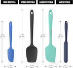 4-Piece Silicone Spatula Scrapers: Doosu 600°F Heat Resistant Food Grade Kitchen BPA Free Rubber Baking Cooking Tool Nonstick Utensil Set for Mixing, Scraping, Folding, Stirring, Serving (Multi-3)