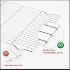 2-Pack Cooling Racks for Baking, 10x15 Inch Heavy Duty Stainless Steel Wire Baking Rack for oven cooking, Oven Safe Cookie Cooling Rack Set, Fits Half Sheet Pan, Dishwasher Safe & Non-Toxic
