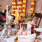 Glittery 50th Happy Birthday Cake Topper with Star,Personalised 50 Birthday Cake Toppers Party Decorations Party Supplies for Men Women Black Gold