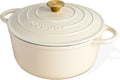 Nuovva Enamelled Cast Iron Dutch Oven Pot with Lid – 6.4 Quart Non Stick Casserole Pot – Heavy Duty & Oven Safe up to 500° F for Bread Baking, Braising, Stews, Roasting – 28cm Cream