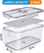 Dynta Bread Box 2 Pack Bread Storage Container Airtight Recording Time Bread Box for Kitchen Countertop Plastic Bread Keeper with Lid for Homemade Bread, Toast, Loaf, Cookies