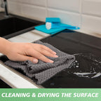 SINLAND Microfiber Dish Cloth for Washing Dishes Rags Best Kitchen Washcloth Cleaning Cloths with Poly Scour Side Popcorn Texture 12Inchx12Inch 10 Pack Grey