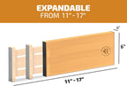 6 Pack Drawer Dividers 6 Inch High, 11”-17" Adjustable Bamboo Organizers Large Expandable Drawer Separators for Cloths, Dresser, Bedroom, Bathroom, Baby Drawer, Office & Kitchen Utensils (Natural)