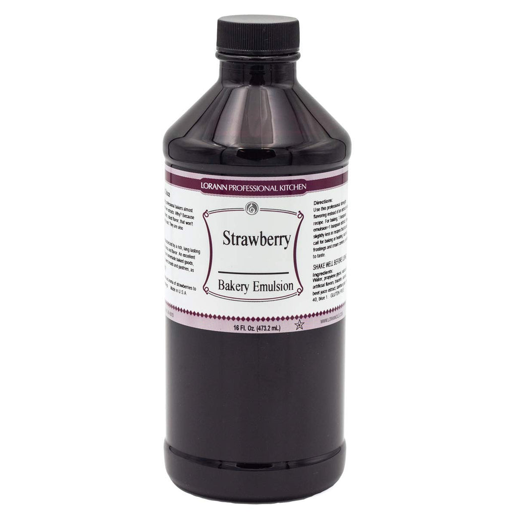 LorAnn Oils Strawberry Bakery Emulsion: True Essence, Ideal for Boosting Fruit Tones in Cakes, Cookies & Desserts, Gluten-Free, Keto-Friendly, Extract Substitute Essential for Your Kitchen, 16 Oz