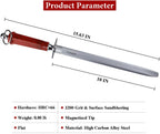 Sharpening Steel Knife Sharpener Rod Flat 10 Inches Honing Steel for Knives Red
