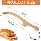 16 inch Wooden Sourdough Bread knife, Serrated Bread Slicer for Homemade Bread, Bagels, and Baguettes