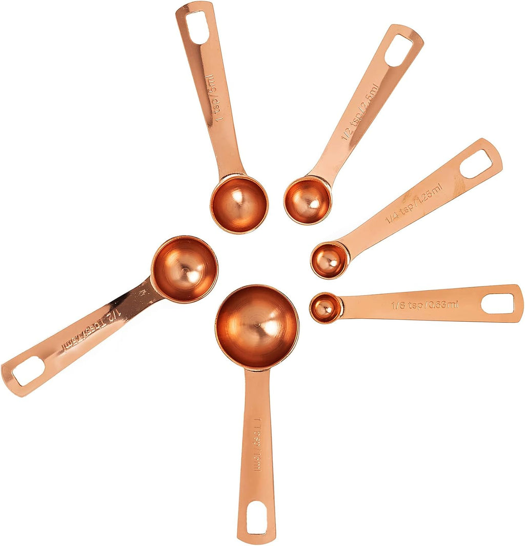 Rose Gold Measuring Cups & Measuring Spoons 10-Piece Set (4 Cups; 6 Spoons)