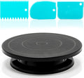 11”Rotate Turntable Sculpting Wheel Revolving Cake Turnable Black Painting Turn Table Stand for Paint Spraying Spinner,with 3 Scraping Tools-Spray Painting Spinner, Cake Decorating, DIY Projects